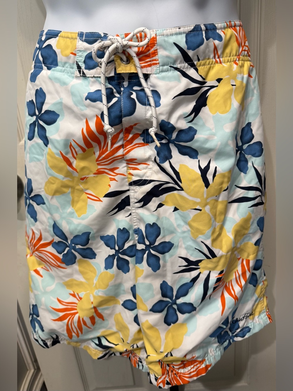 Nautica Navy, Yellow and White Swim Trunks with Mesh Lining